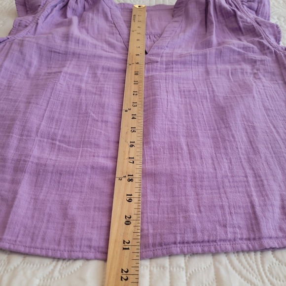 GAP Women's Lavender Ruffle Sleeve V-Neck LightweightGauze Blouse Top Size Large - Picture 8 of 8